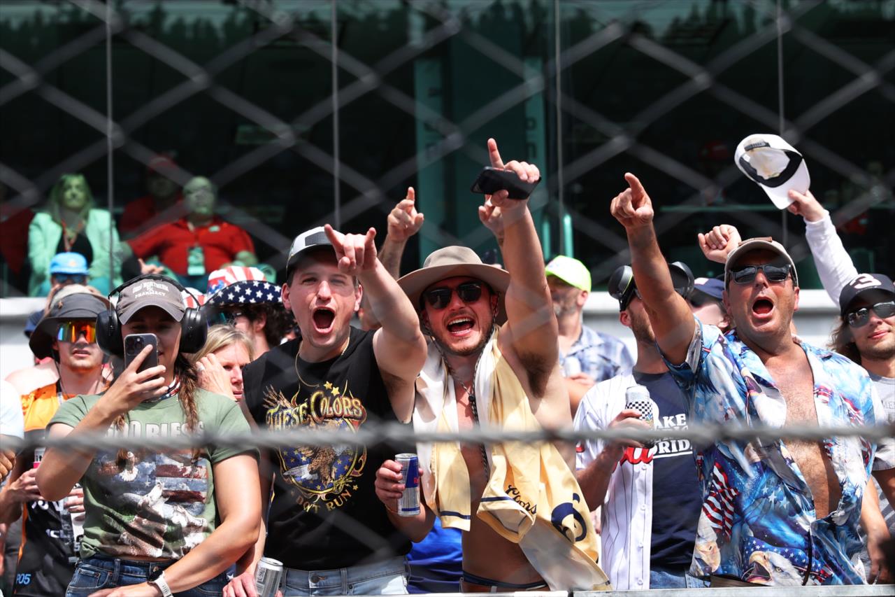 Frontstretch fans - 107th Running of the Indianapolis 500 Presented by Gainbridge - By: Amber Pietz -- Photo by: Amber Pietz